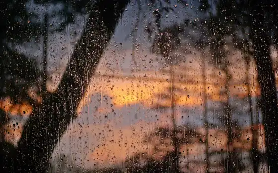 дождя, окно, стекло, после, вода, капли, 