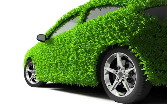 зелёная, машина, колеса, трава, зелень, экология, 