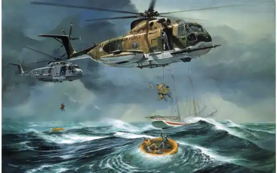 с помощью, вертолета, спасателей, судов, морских, размеров, юга, помощи,