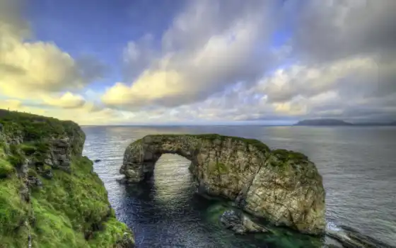 ирланд, арка, пейзаж, русский, смартфон, остров, земля, вода