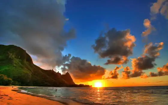 солнце, море, десктоп, тучи, хаваи,кра,