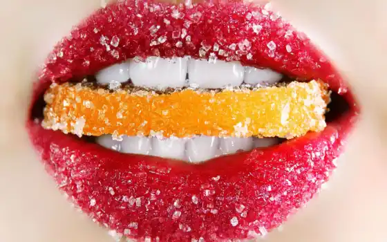 губы, конфеты, мармелады, настоящие, помятые, красная, губы,