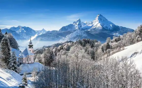 landscape, альпы, winter