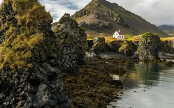 исландия, гора, дом