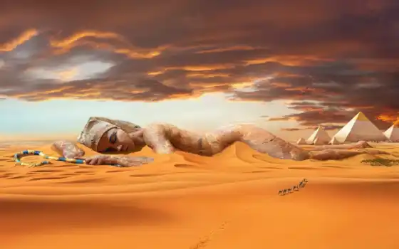 пустыня, песок, пирамиды, совершенно, категория, дюны, 