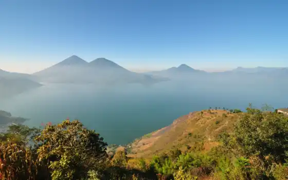 гватемала, природа, озеро, атитлан, горное, гватемалы, туман, туры, фотографий, 