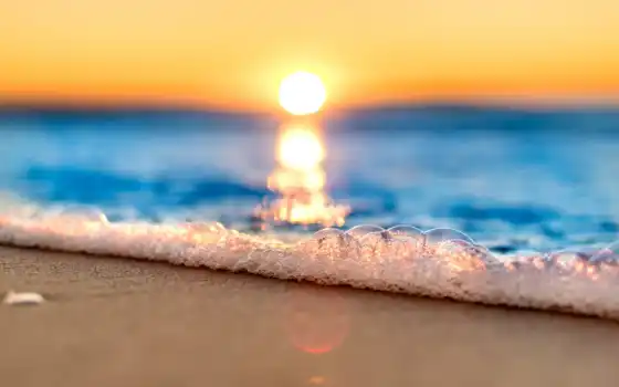 побережье, пенка, пляж, закат, волна, sun, море, песок, друг