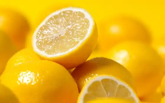 лимон, кислый, плод, долька, срез
