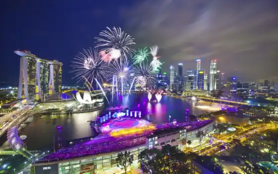 singapore, national, день, fireworks, сингапуре, парад, 