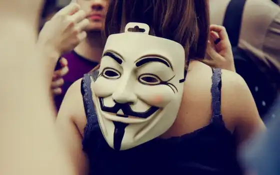 анонимус, маска, девушка, abrakadabra, Anonymous