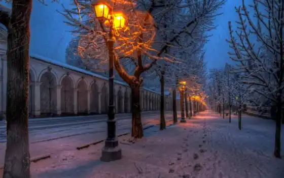 зима, свет, фонарик, настенный ящик, улица, жизнь