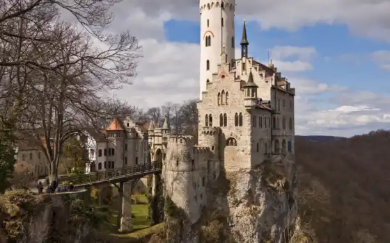 германия, замок, лихтенштейн, munich, lichtenstein, 