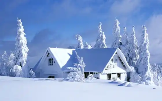 зима, дом
