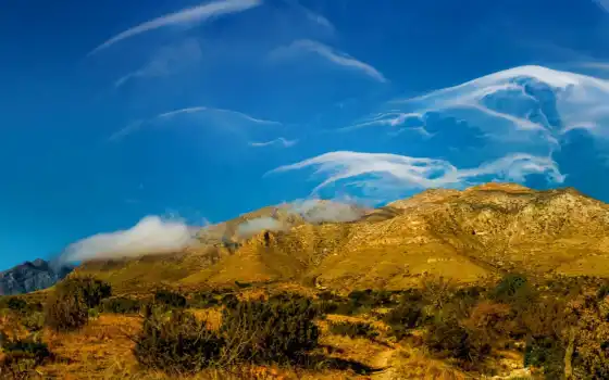 облако, циррус, гора, Гваделупа