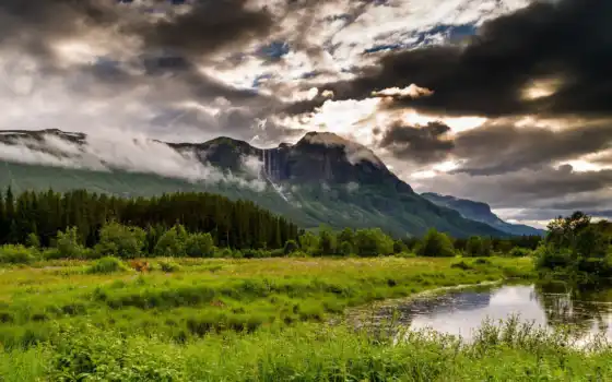 noruega, montañas,loves, naturaleza, pantalla, paisajes, del, paisaje, rboles, valle, para,