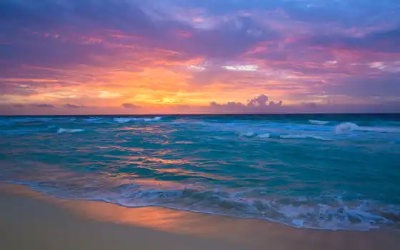 океан, закат, море, серфинг, волны, настольный, песок, разрешение,